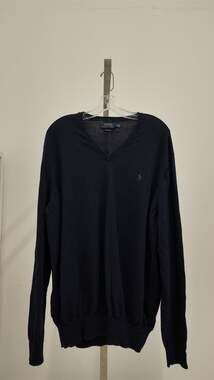 Polo Ralph Lauren Men's Pima Cotton V-Neck Sweater - Navy Blue - XXL